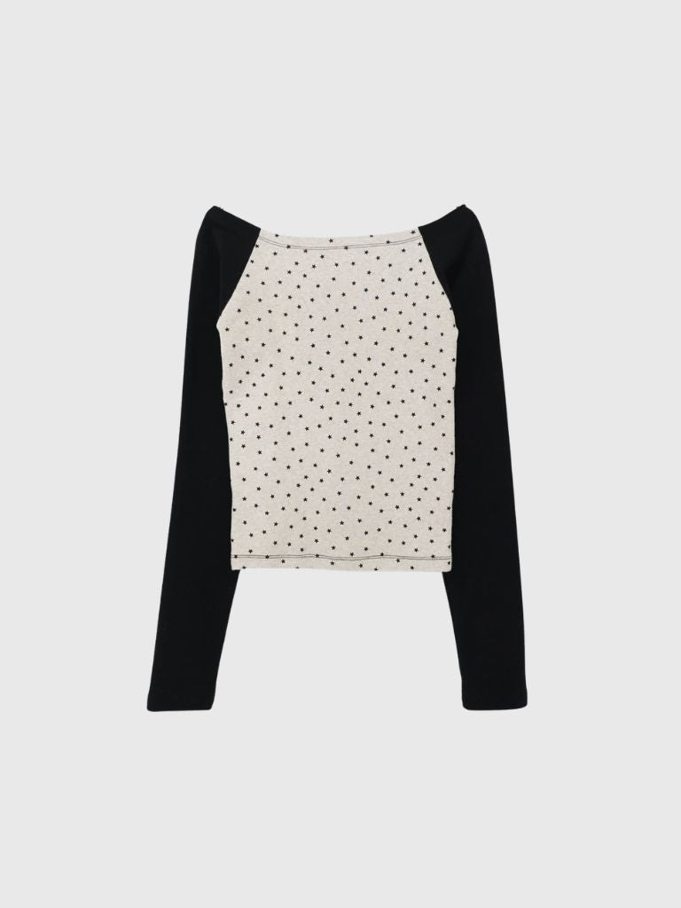 star dot raglan tops