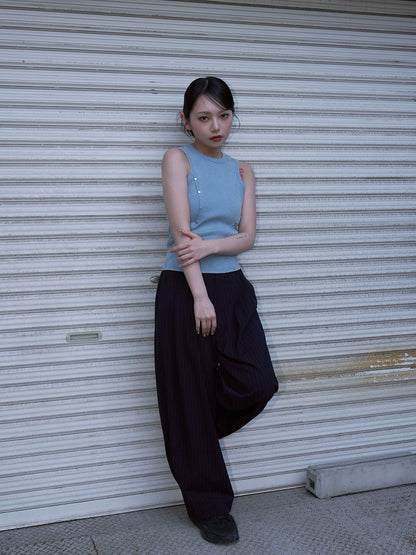 wide stripe tuck pants