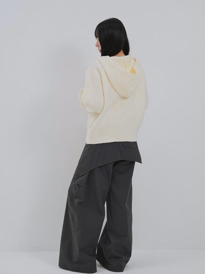 high-neck button knit cardigan