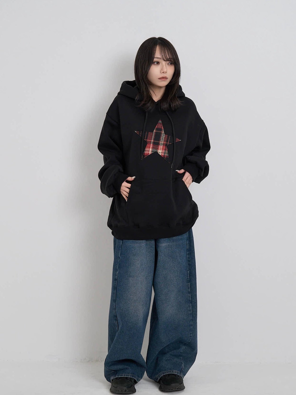 star check patch hoodie