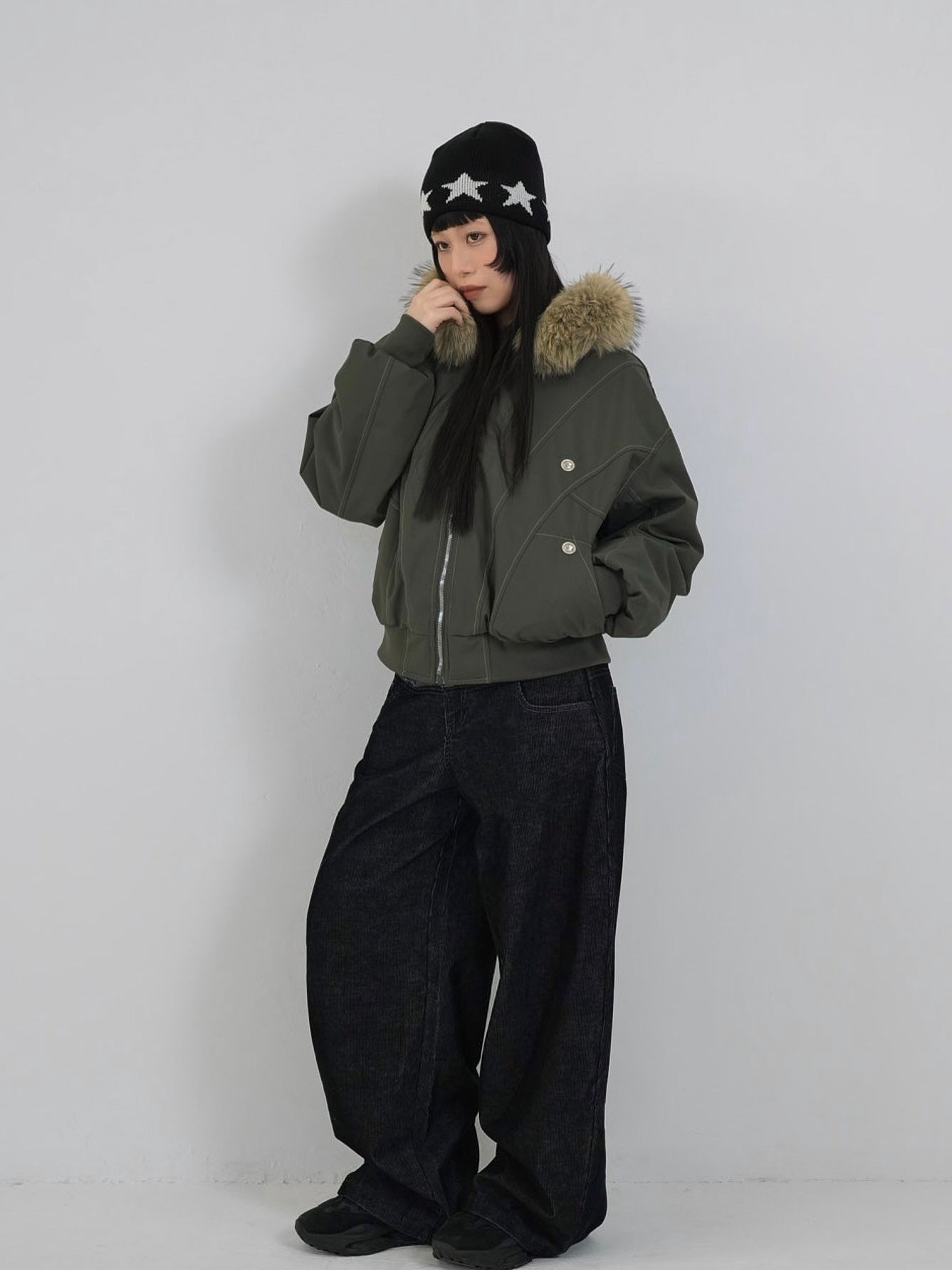 military fur hood jacket