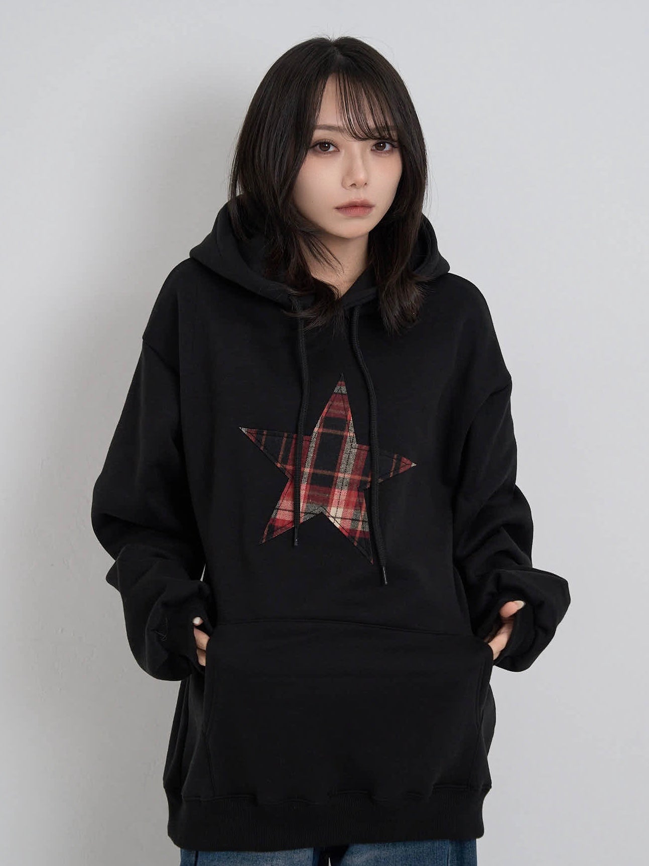 star check patch hoodie