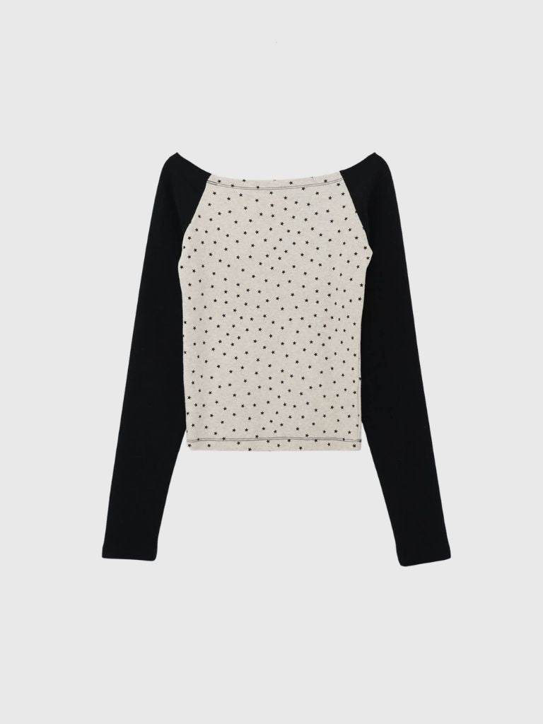 star dot raglan tops