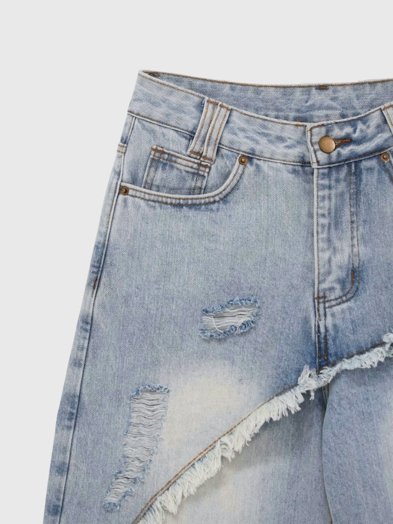 curved panel denim pants