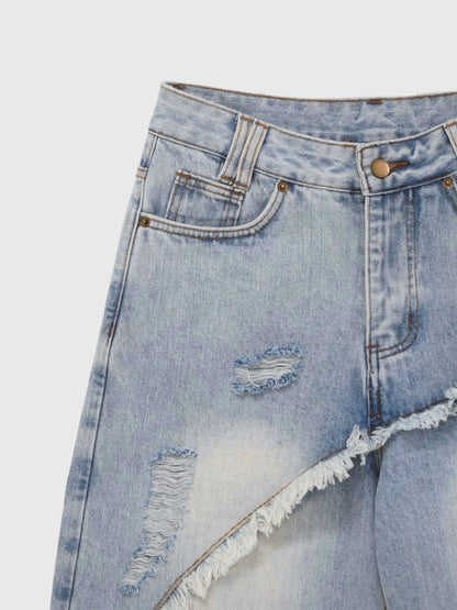 curved panel denim pants