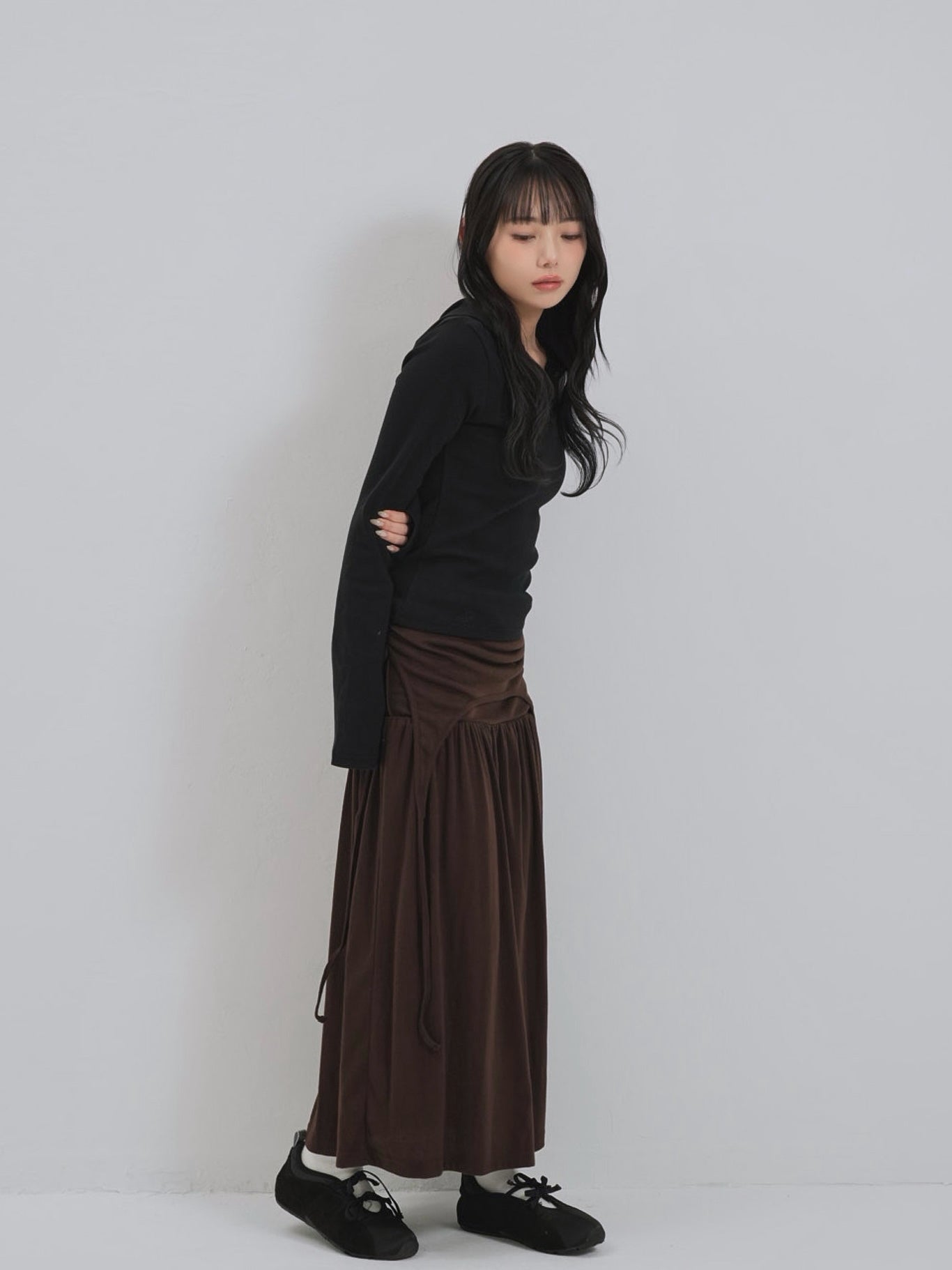 drape gathered long skirt