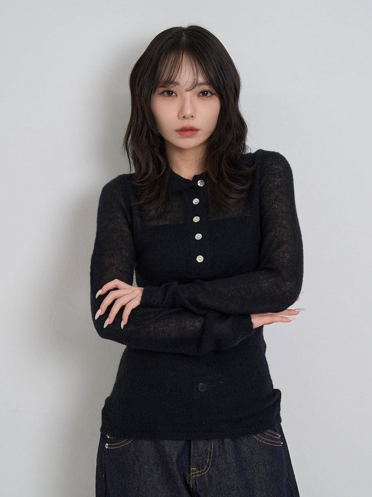 light sheer polo knit