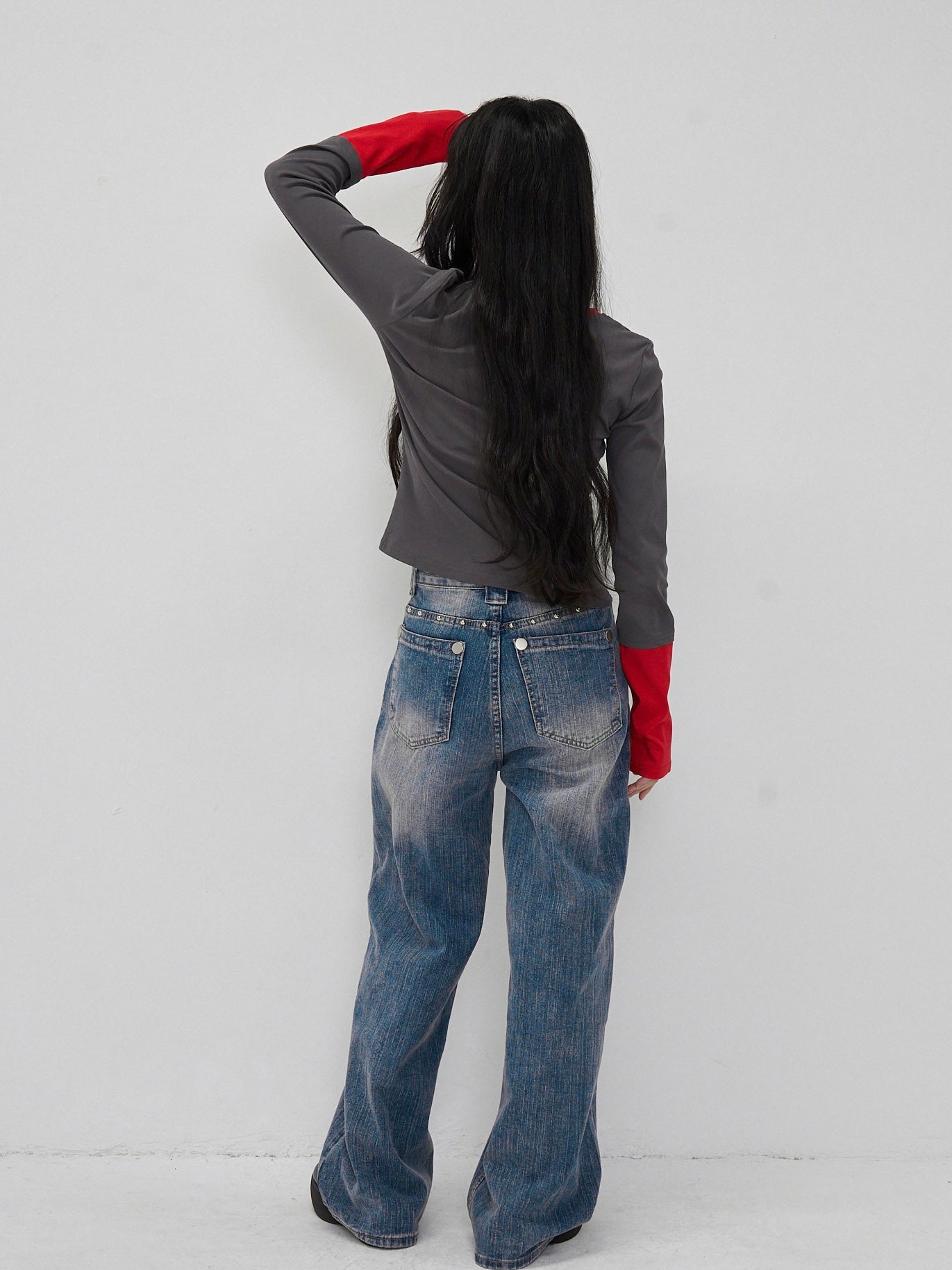 half button bicolor tops #3
