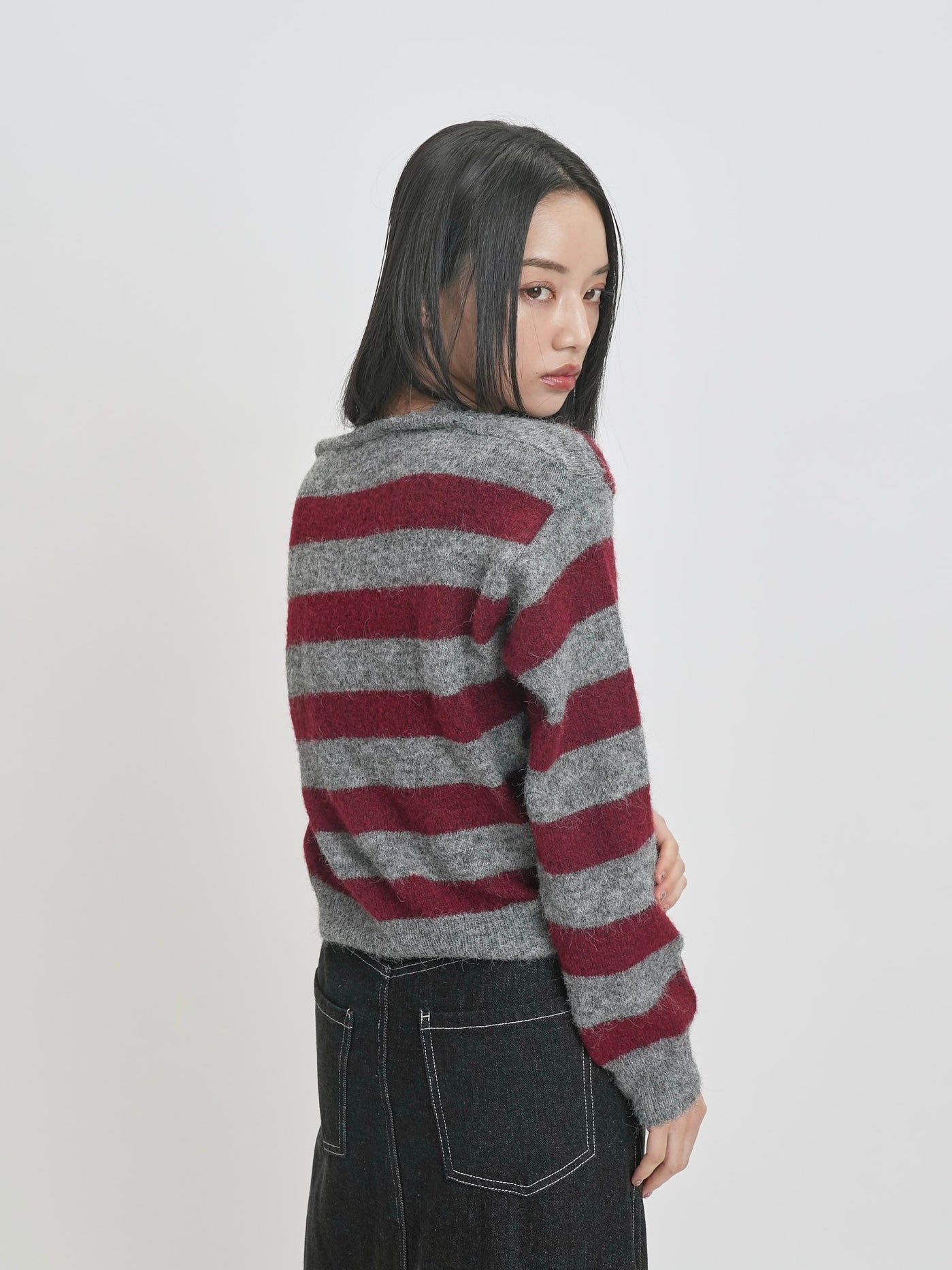 fake layered boarder knit