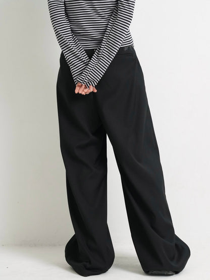 layered belt wide pants