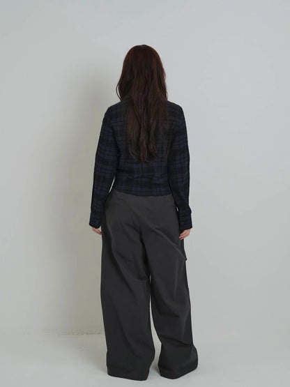 check frill blouse shirt