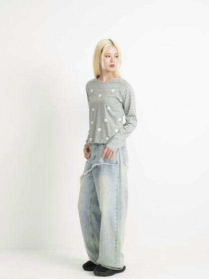 dot mix raglan tops
