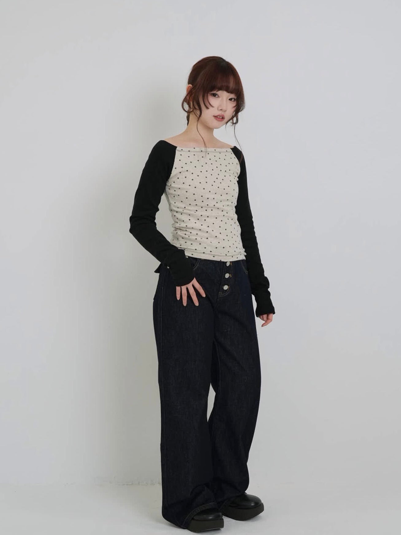 star dot raglan tops