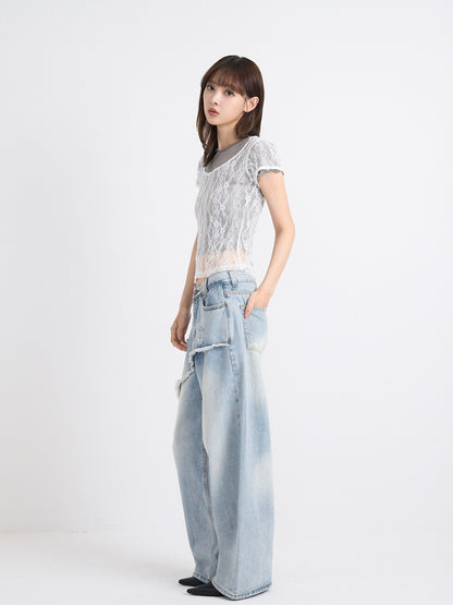 lace layered sheer tops