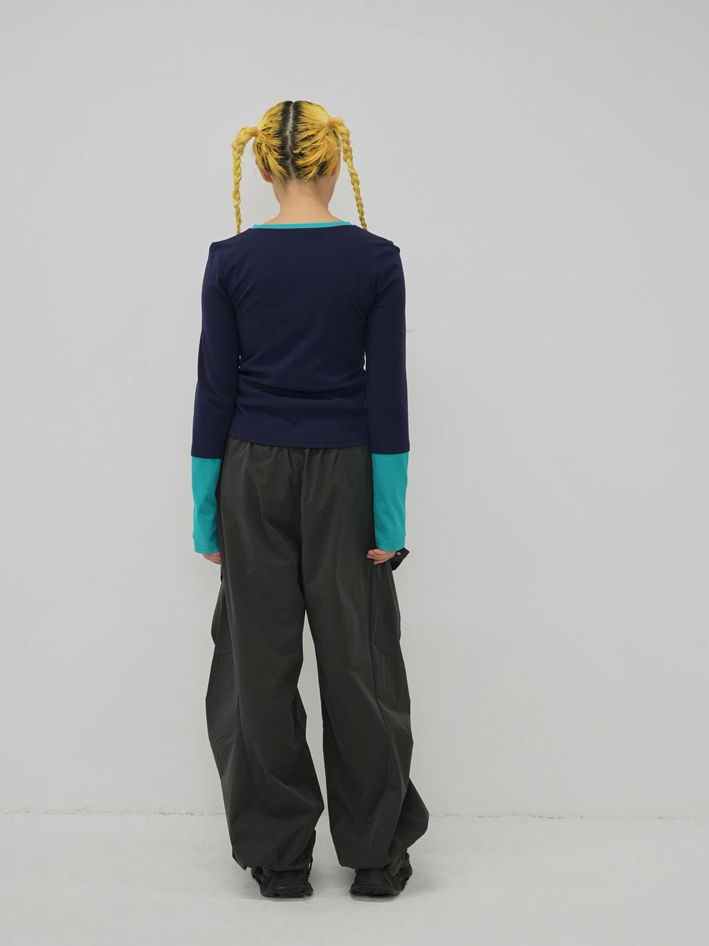 half button bicolor tops #3