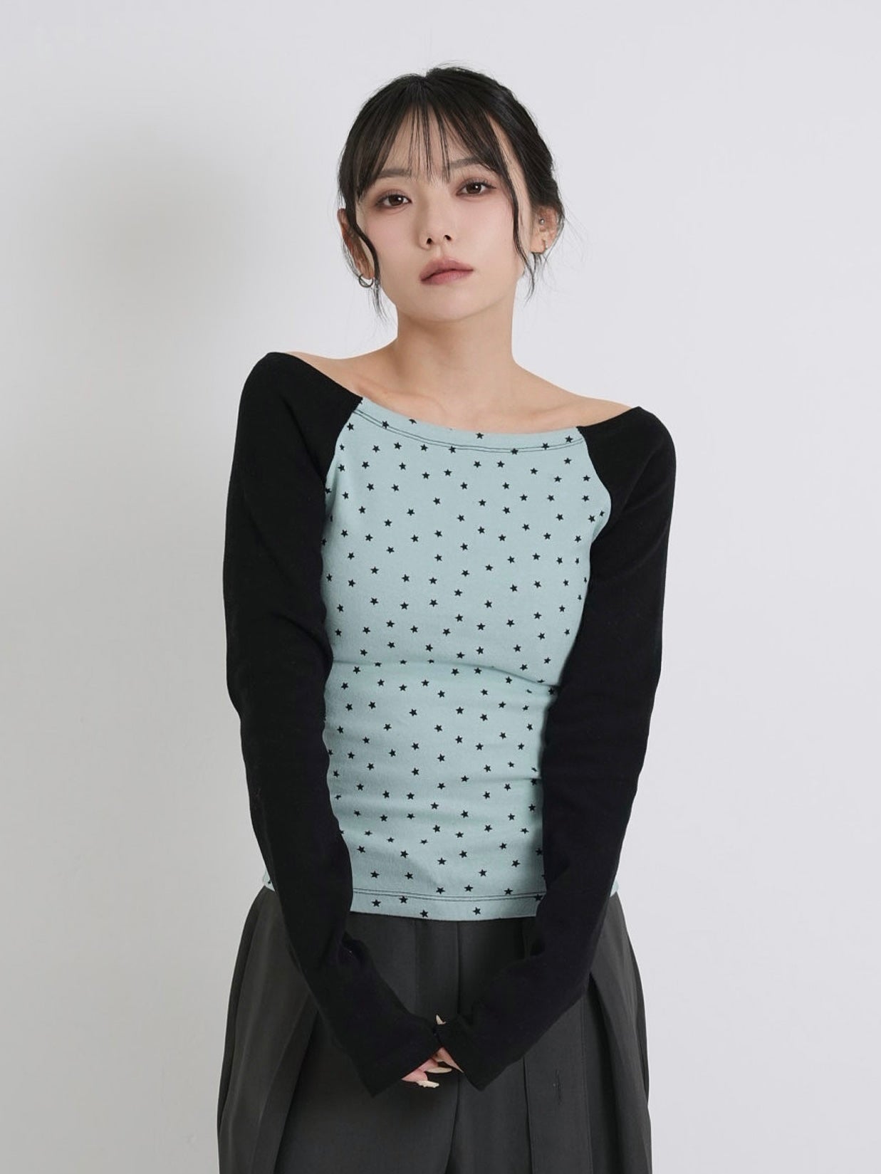 star dot raglan tops