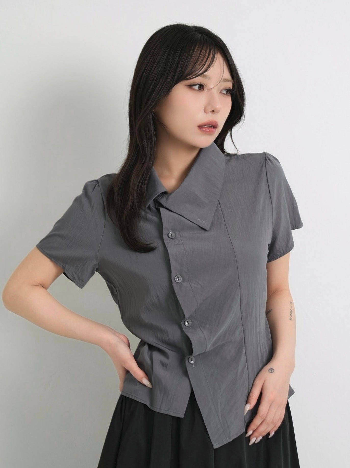 pleated draped blouse