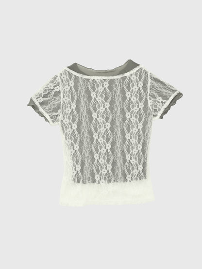 lace layered sheer tops