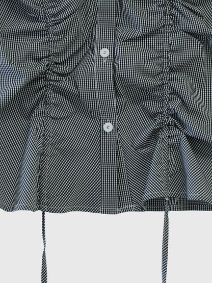 shirring check halter tops