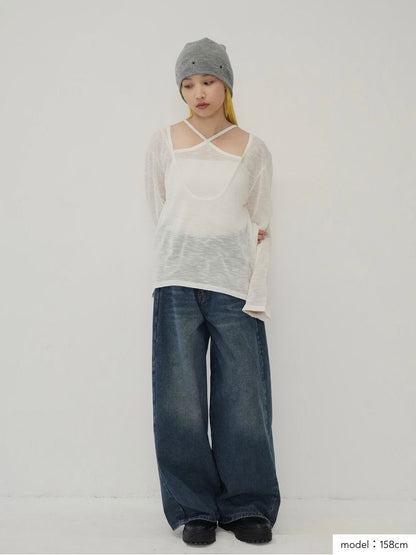 sheer cross knit