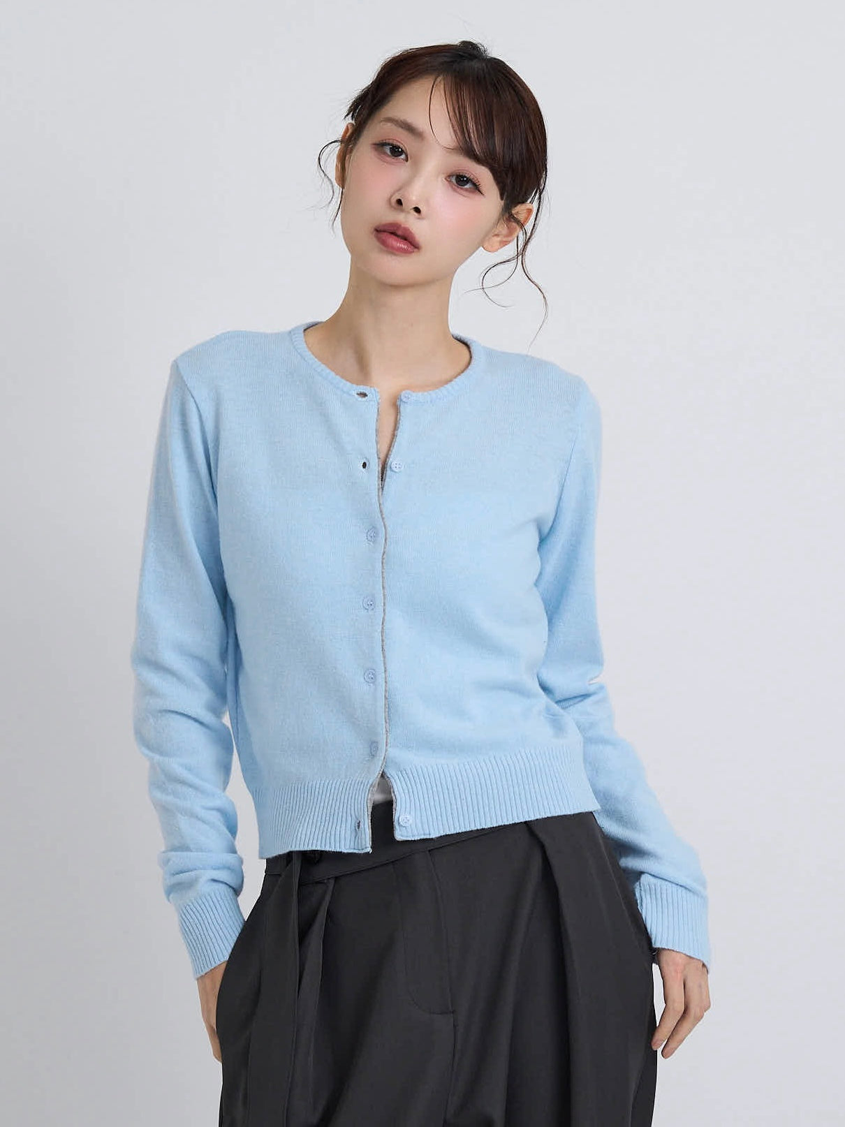 contrast line cardigan