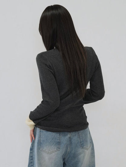 bicolor button round tops