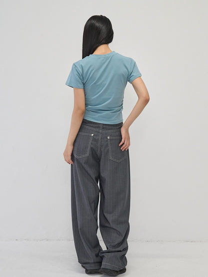 center seam side shirring tops
