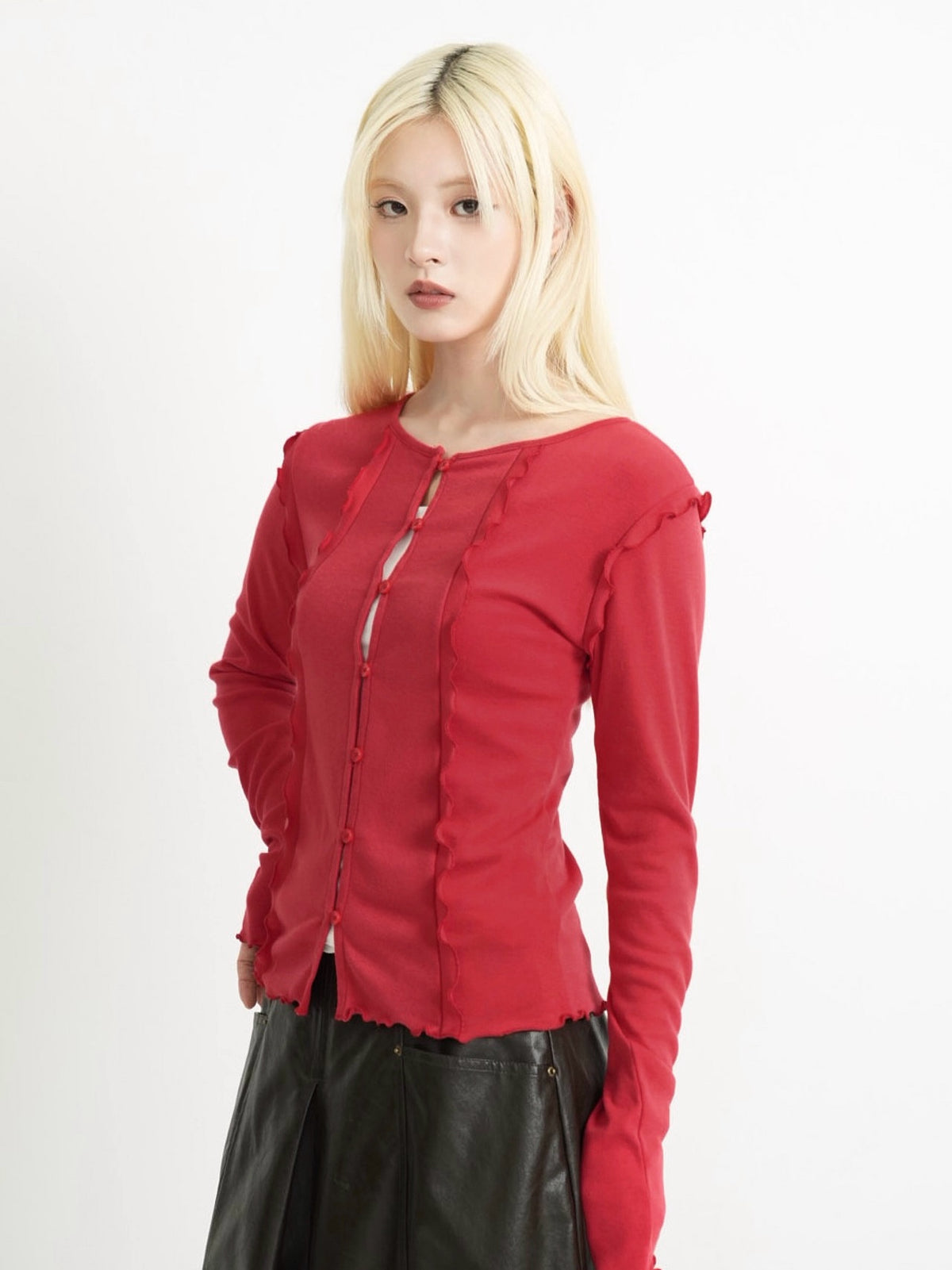 frill trim cardigan