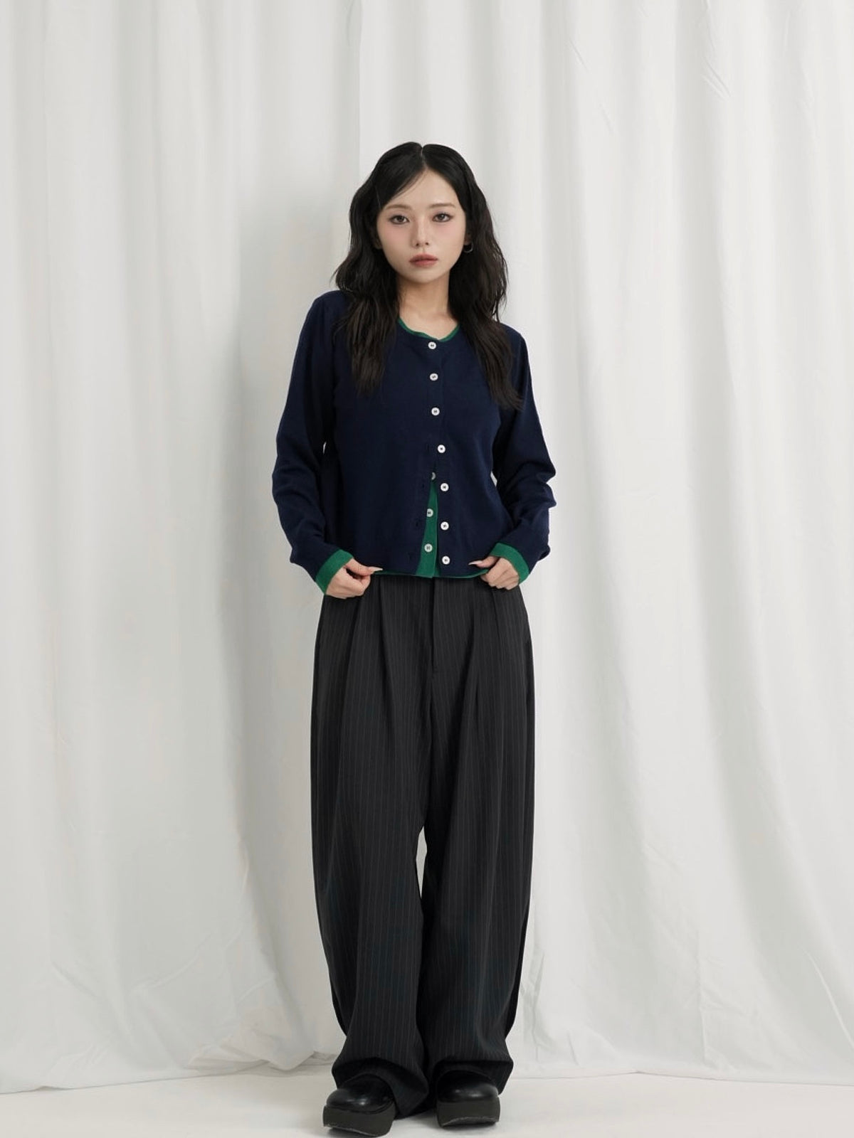 layered panel cardigan
