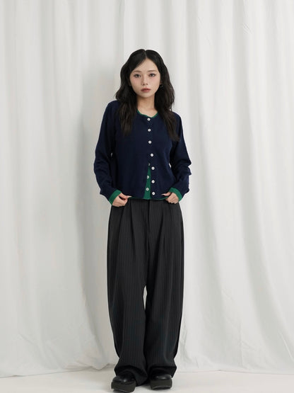 layered panel cardigan