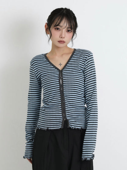 punching stripe cardigan