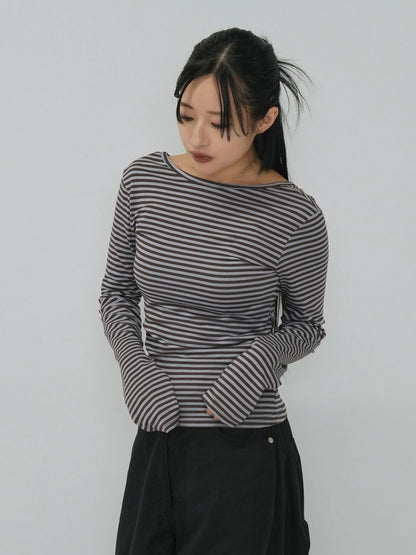 stripe waist wrap tops