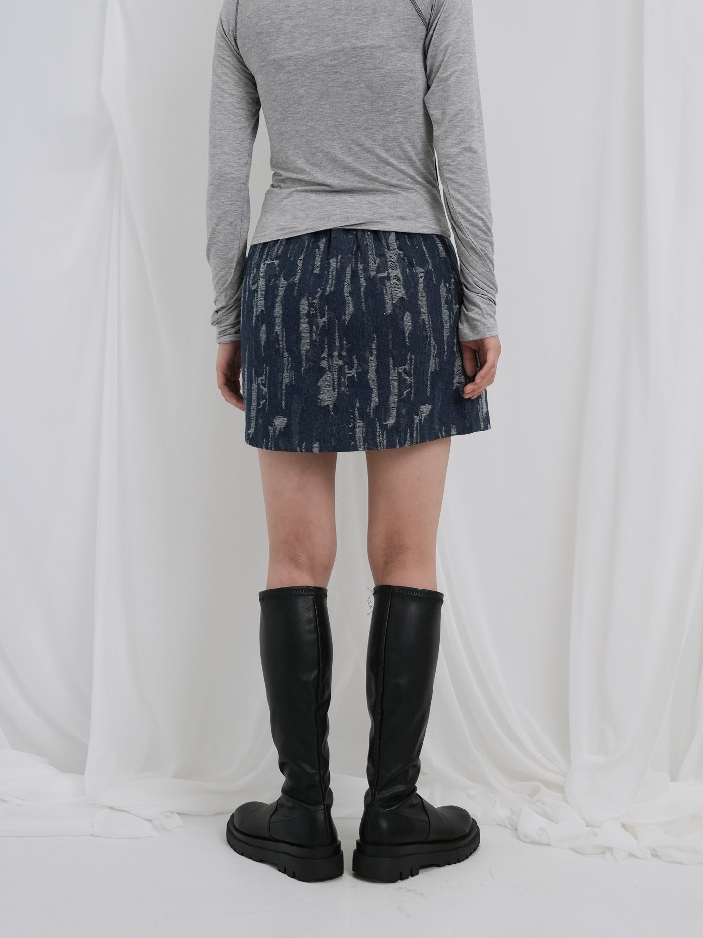 denim clash mini skirt