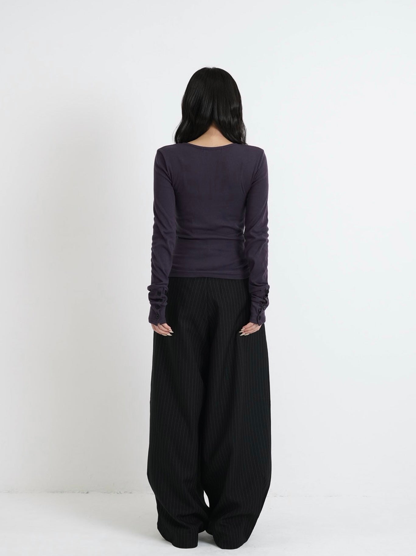 round neck button sleeve tops