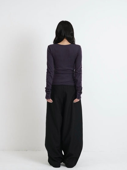 round neck button sleeve tops