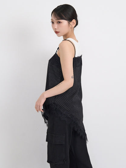 dot lace slip dress