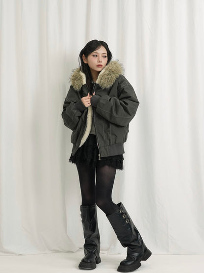 military fur hood jacket