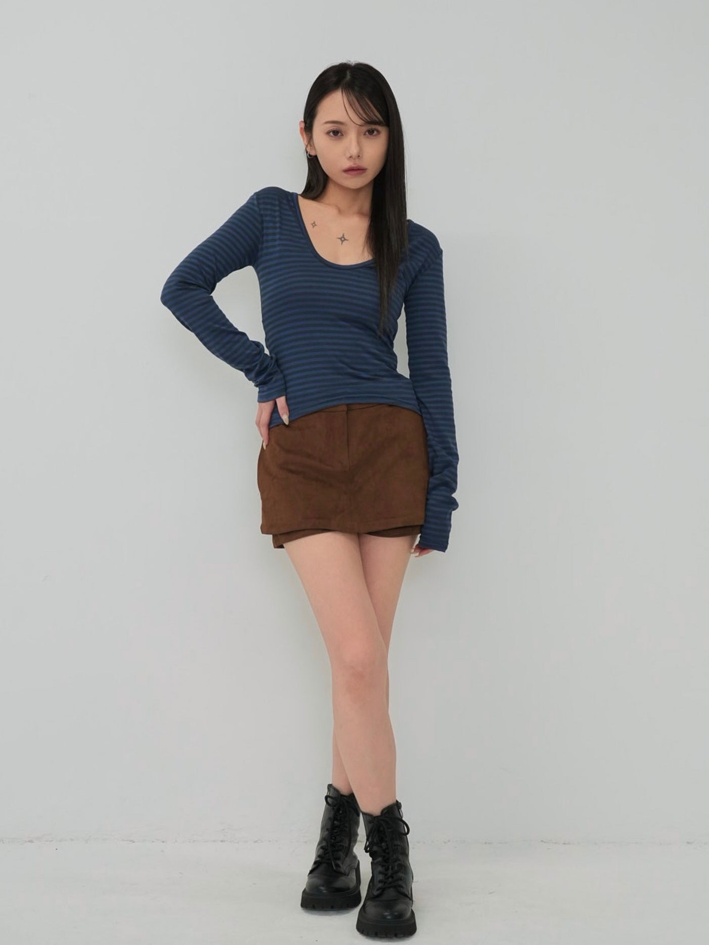 stripe waist wrap tops