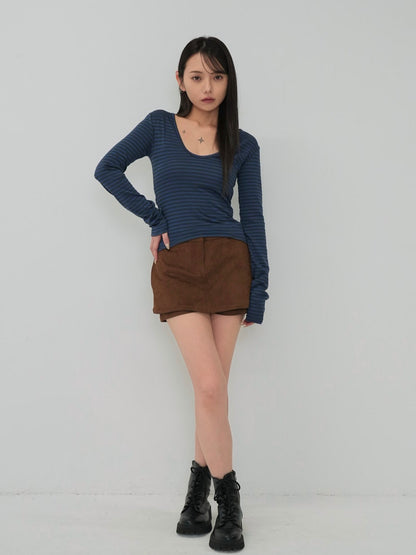 stripe waist wrap tops