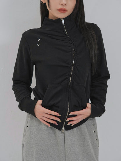 eyelet wave zip tops