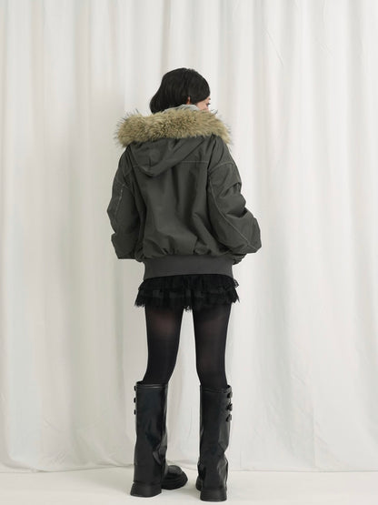 military fur hood jacket