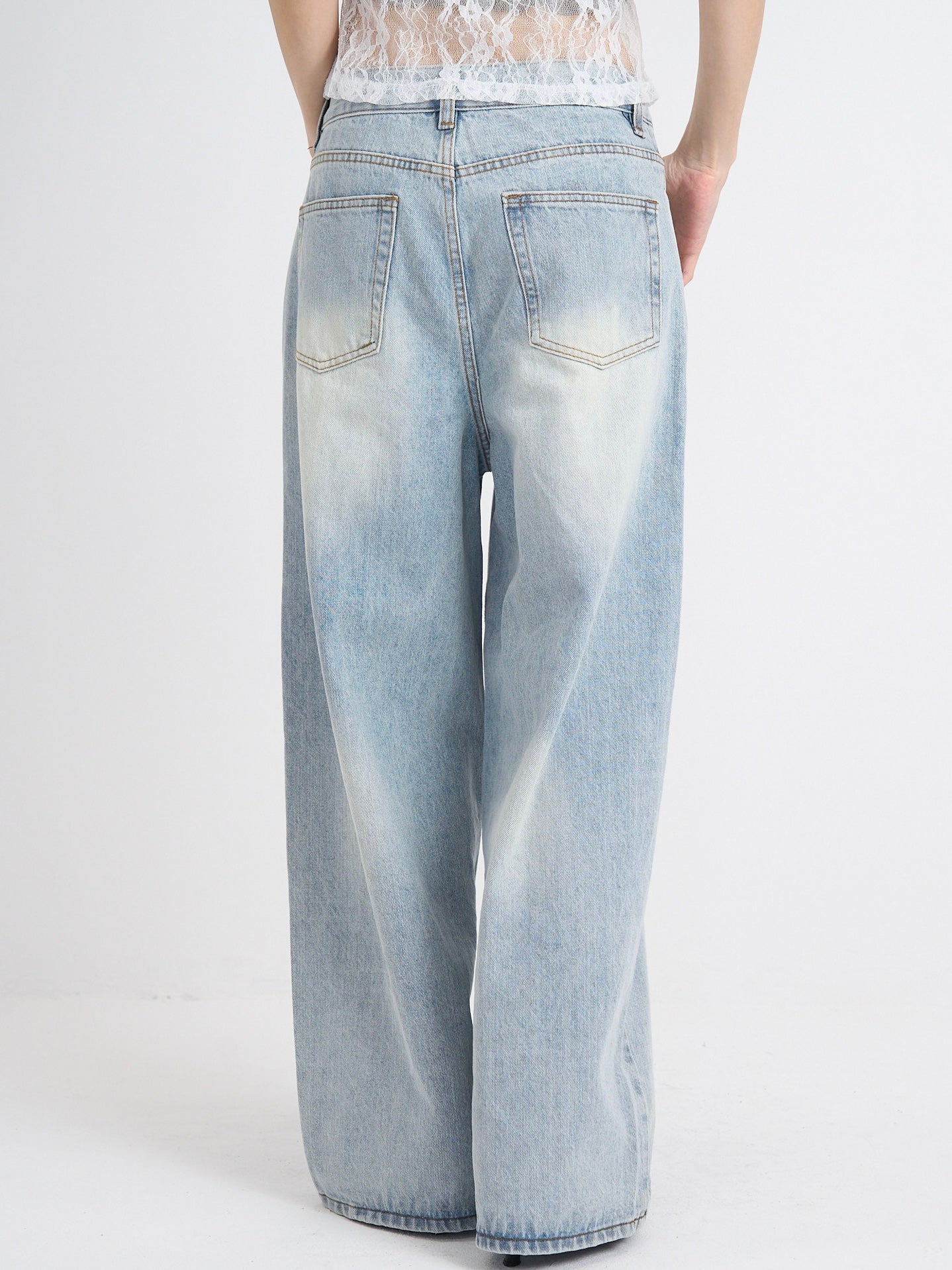 デニム+ジーンズ 00s Curved Panel Wave Wide Denim PNT Y2K curved panel denim pants – enewdnina