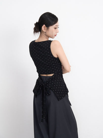 open back ribbon dot tops