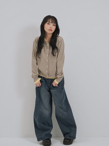 layered panel cardigan