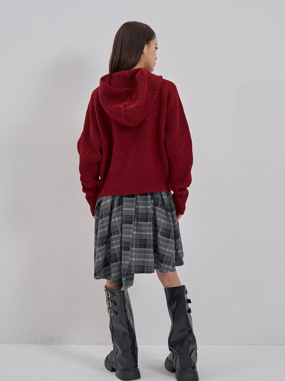 high-neck button knit cardigan