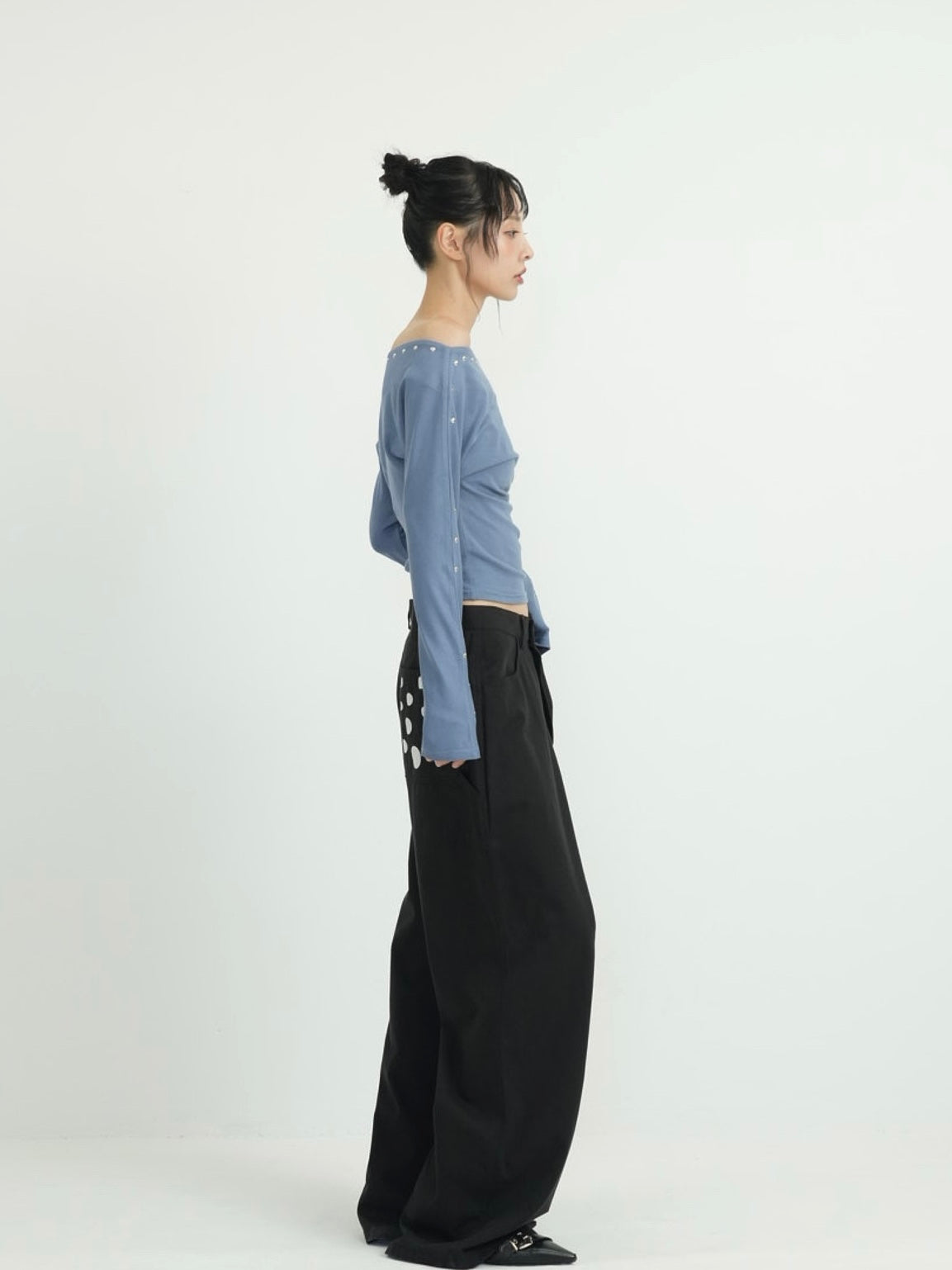 studs detail off shoulder tops