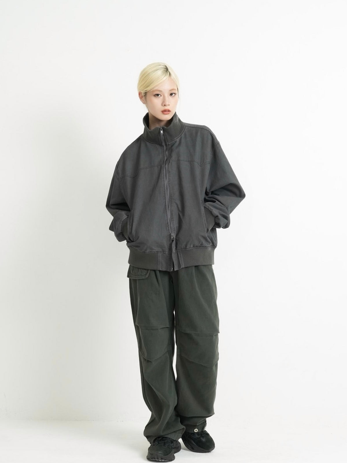 double zip high neck jacket