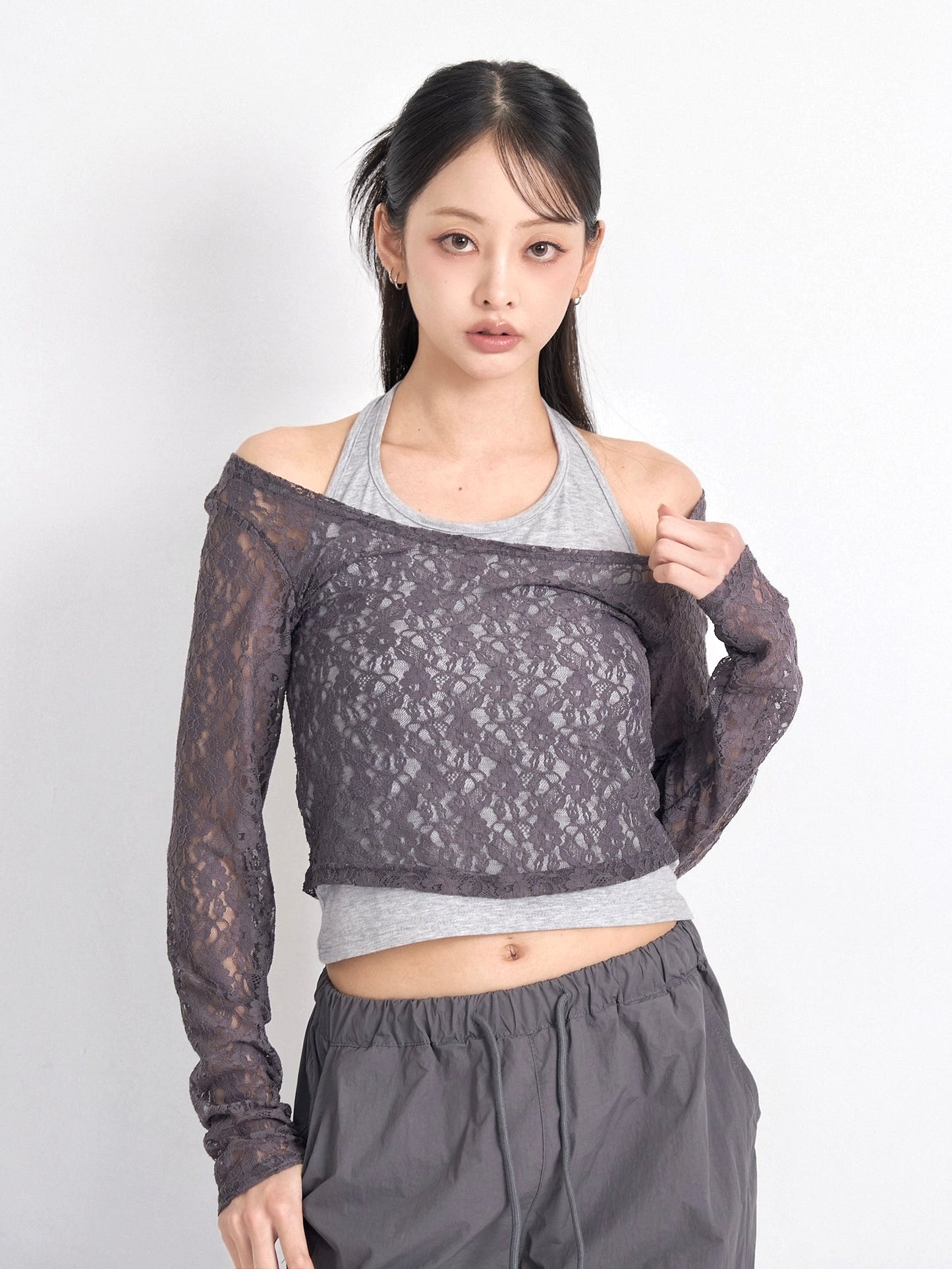 layered lace halter tops