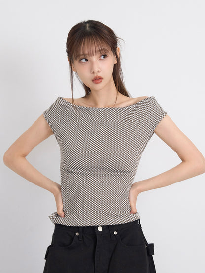 gingham off shoulder tops