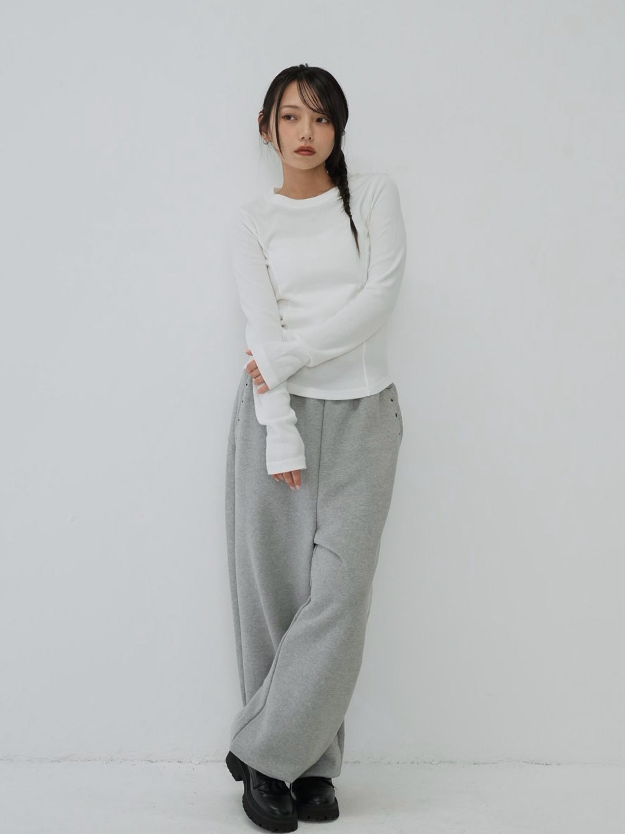 eyelet wide sweat pants